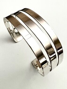 James Avery modernist retired triple bar wide cuff bracelet